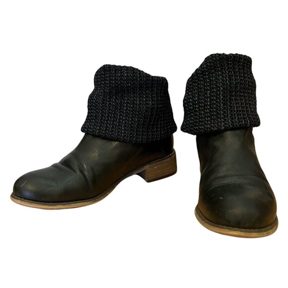 Rudsak Green Leather & Black Knit Tall Boots With Fold-Down Cuffs Size 8 - Picture 12 of 12